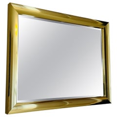 Windsor Art Specchio da parete grande in alluminio placcato ottone, USA, metà del secolo scorso