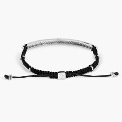 Pulsera bastón Windsor con 139 microdiamantes blancos pavé en macramé, talla M