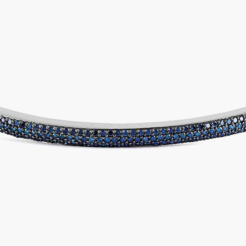 Windsor Bracelet with 139 Blue Sapphires in Macramé and Sterling Silver, Size L In New Condition For Sale In Fulham business exchange, London