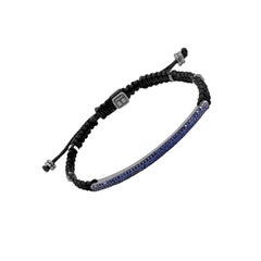 Windsor Bracelet with 139 Blue Sapphires in Macramé and Sterling Silver, Size M