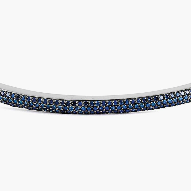 Windsor Bracelet with 139 Blue Sapphires in Macramé and Sterling Silver, Size XS In New Condition For Sale In Fulham business exchange, London