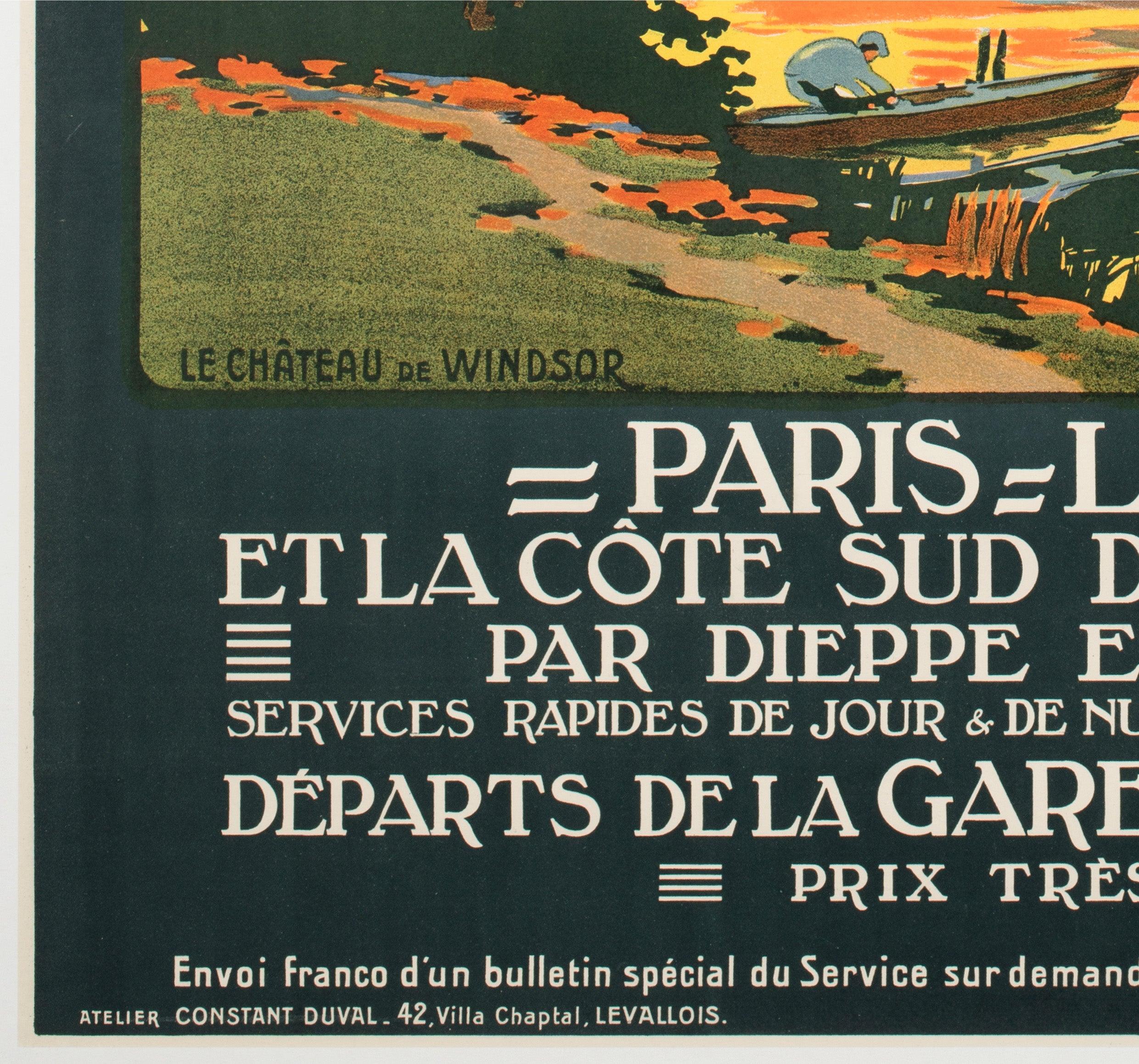 Château de Windsor c1913 Affiche publicitaire pour les chemins de fer français, Constant Duval en vente 1