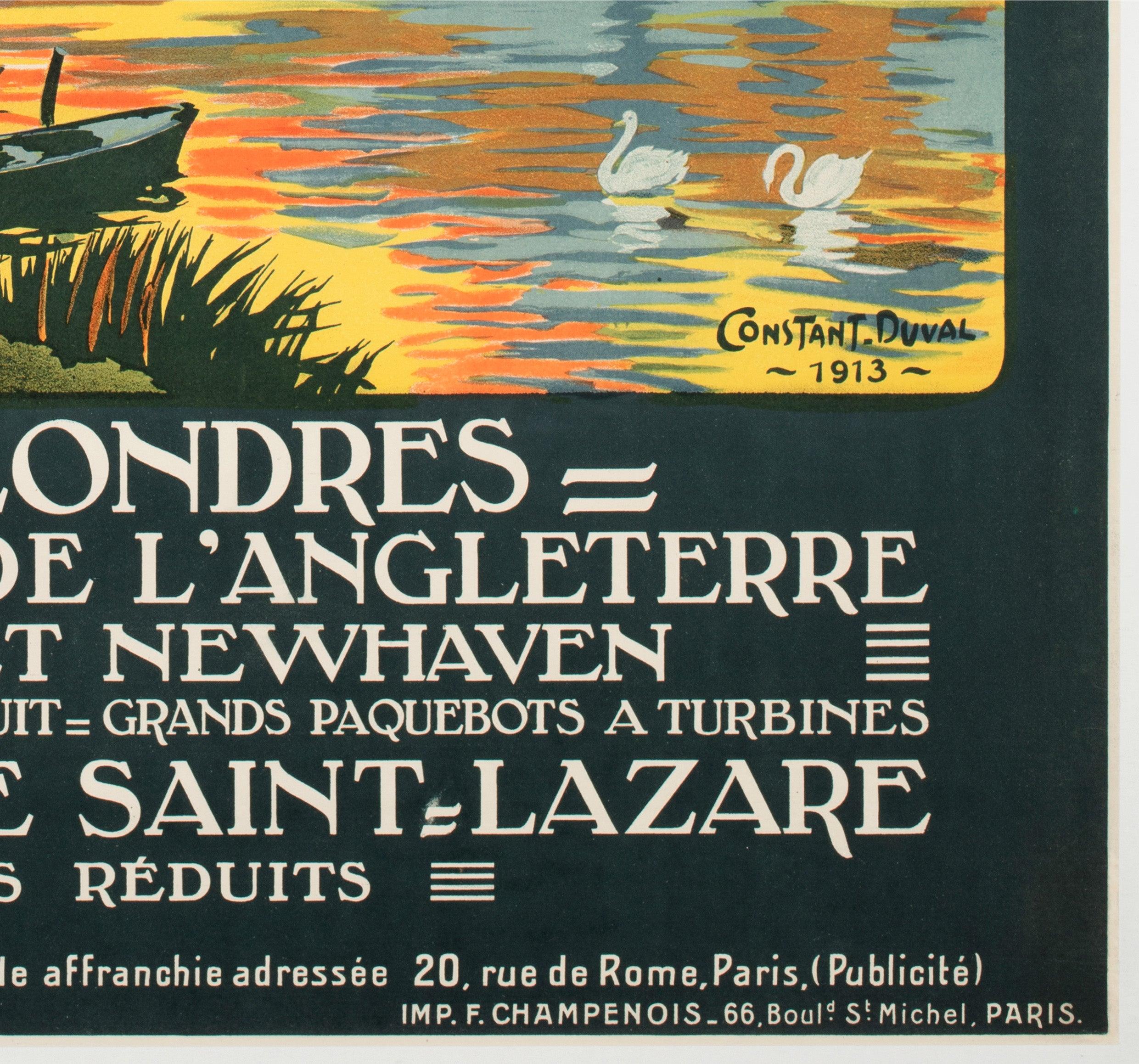 Château de Windsor c1913 Affiche publicitaire pour les chemins de fer français, Constant Duval en vente 2