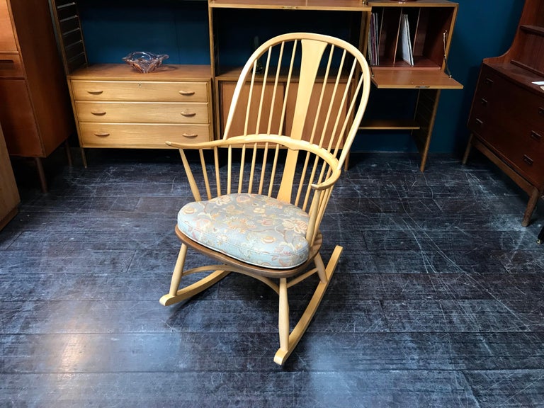 Windsor Chairmakers Rocking Chair by Ercol, Blonde, Elm and Beech For