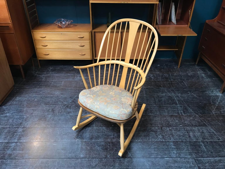 Windsor Chairmakers Rocking Chair by Ercol, Blonde, Elm and Beech For