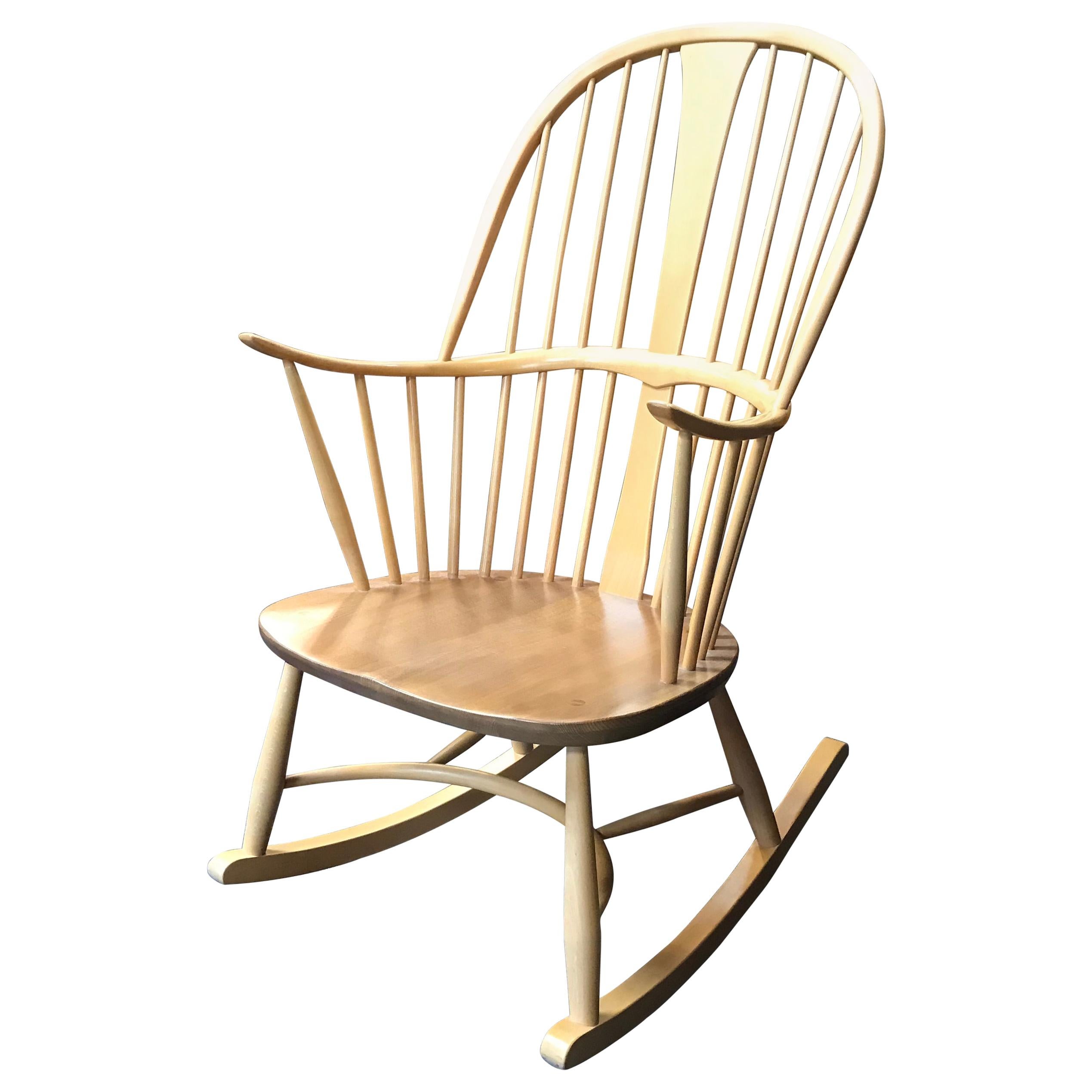 Windsor Chairmakers Rocking Chair By Ercol Blonde Elm And Beech