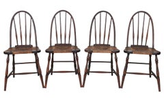 Windsor Chairs with Rush Seats, Set of 4