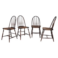 Windsor Chairs with Rush Seats, Set of 4