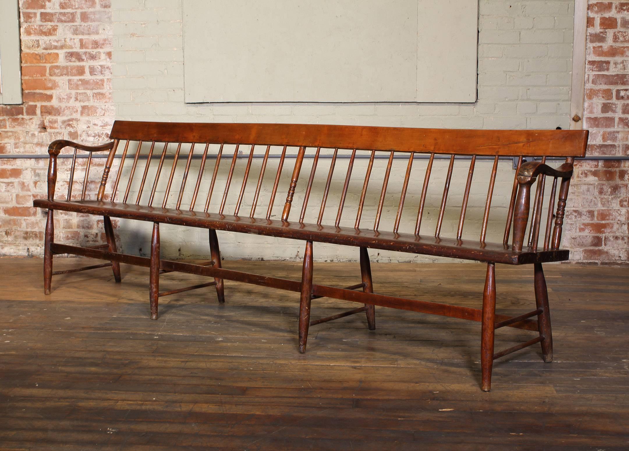 Windsor deacon's style wooden bench. Measures 96