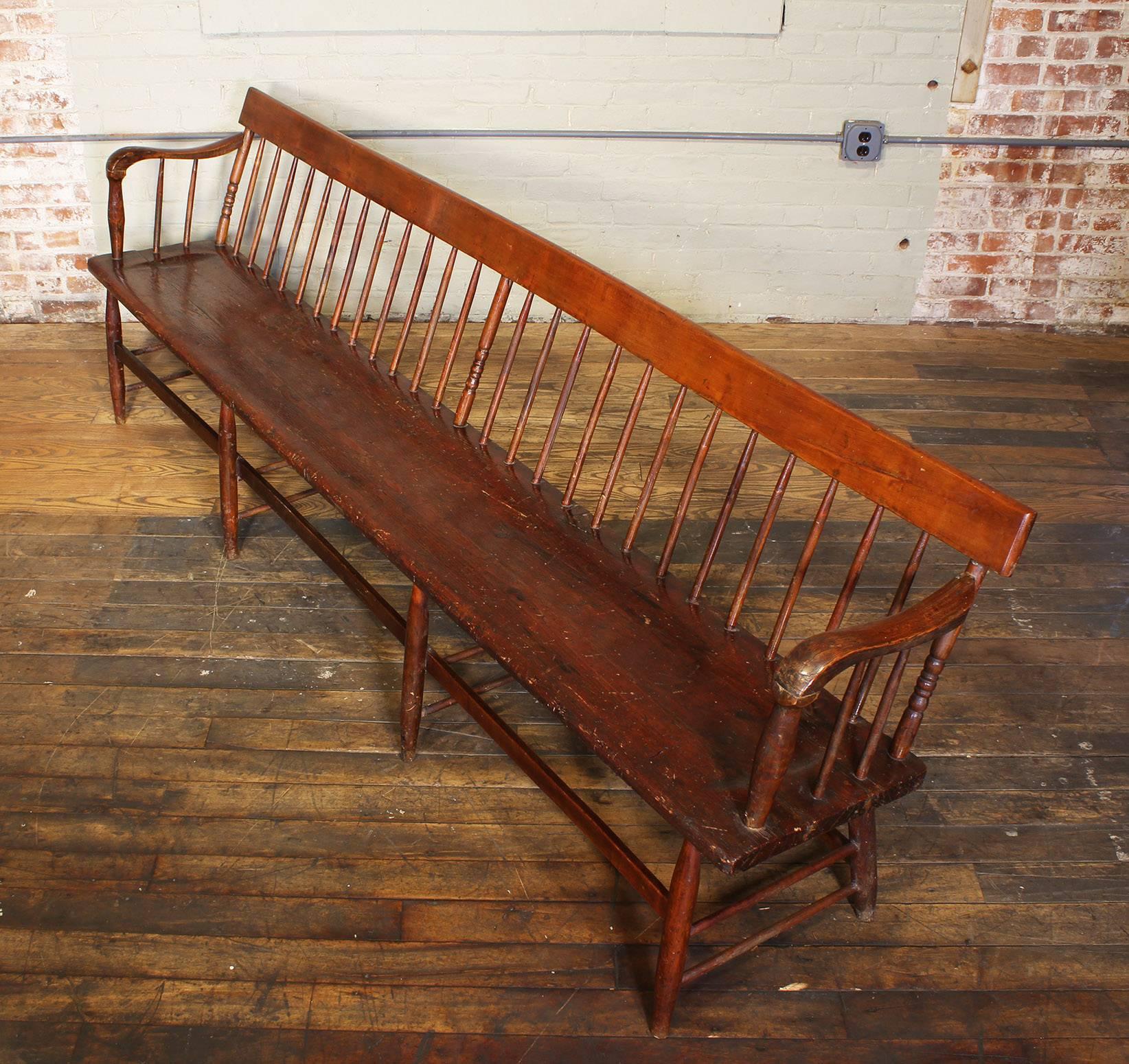 Victorian Windsor Deacon's Wooden Bench