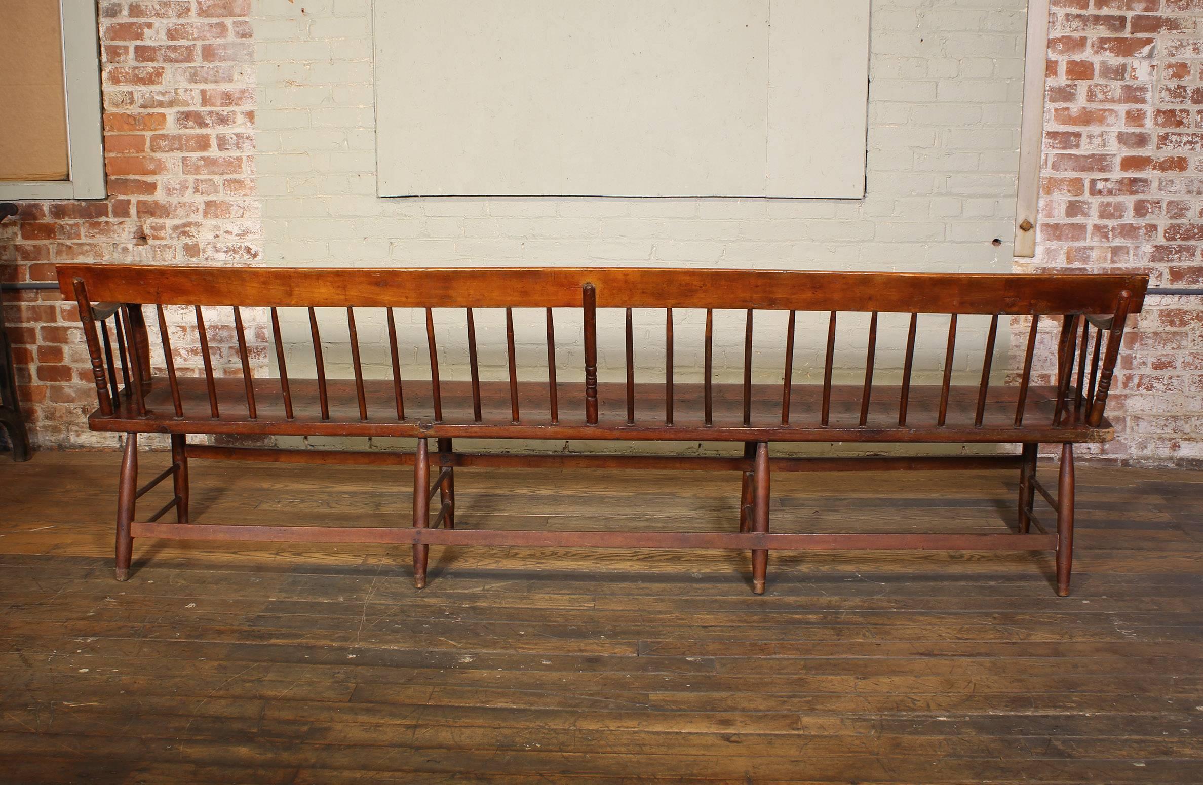 20th Century Windsor Deacon's Wooden Bench