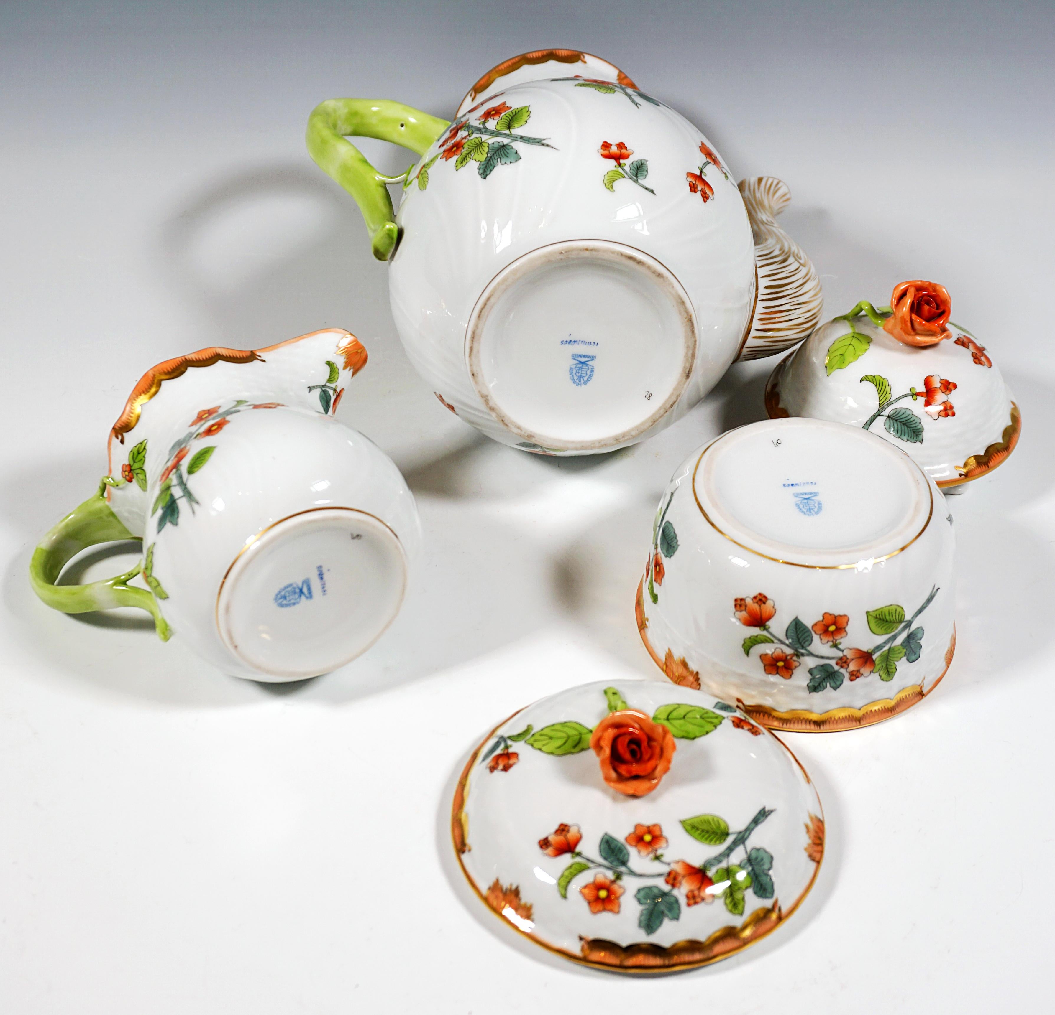 Hungarian Windsor Flowers 'Livia' Coffee Set For 12 Persons, Herend Hungary, 20th Century For Sale