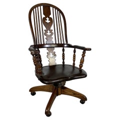 Windsor Leather Seat Swivel Desk Chair