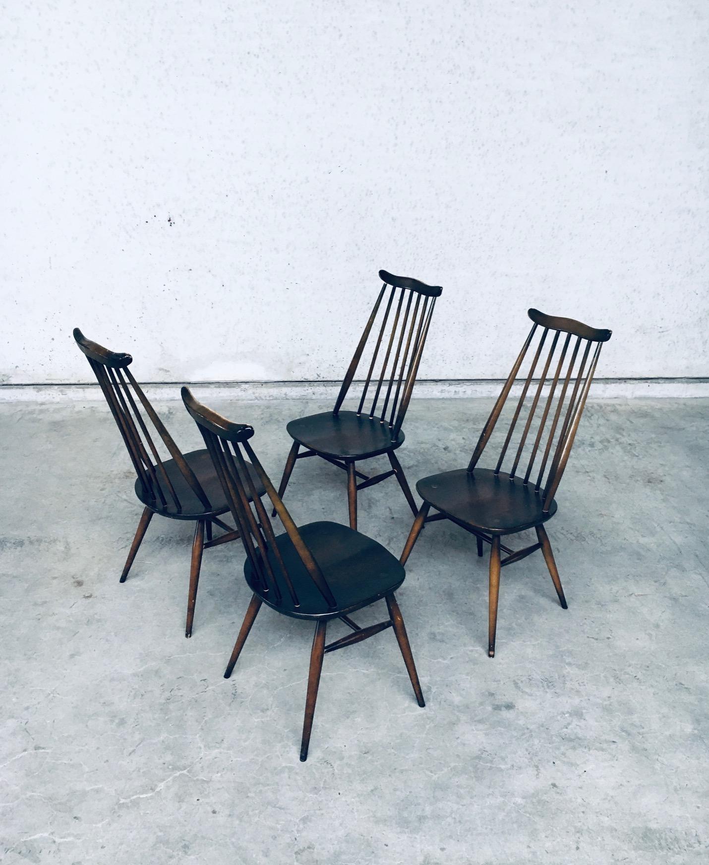 Windsor 'Moustache' Dining Chair set by Ercol, England 1970's In Good Condition In Oud-Turnhout, VAN