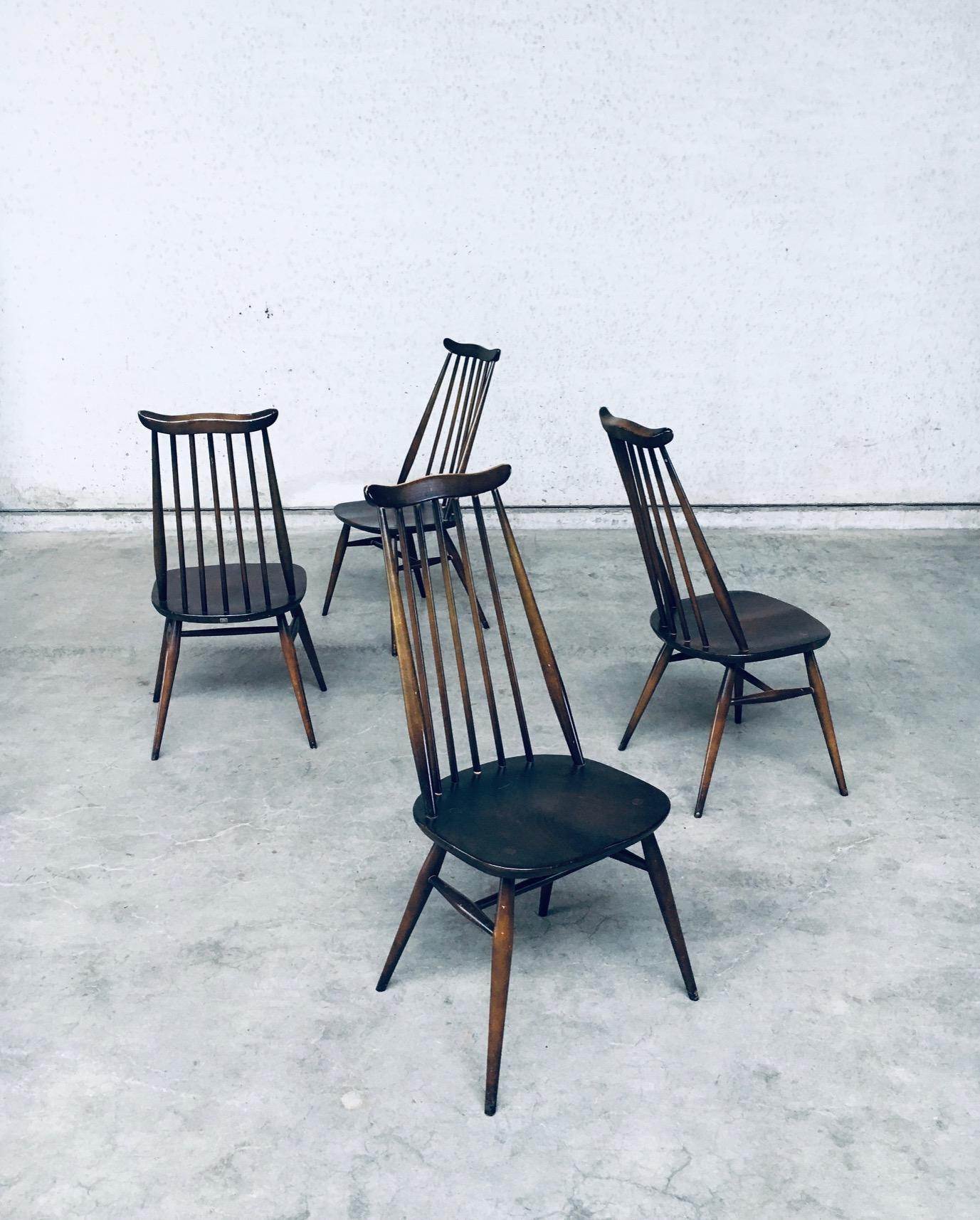 Late 20th Century Windsor 'Moustache' Dining Chair set by Ercol, England 1970's