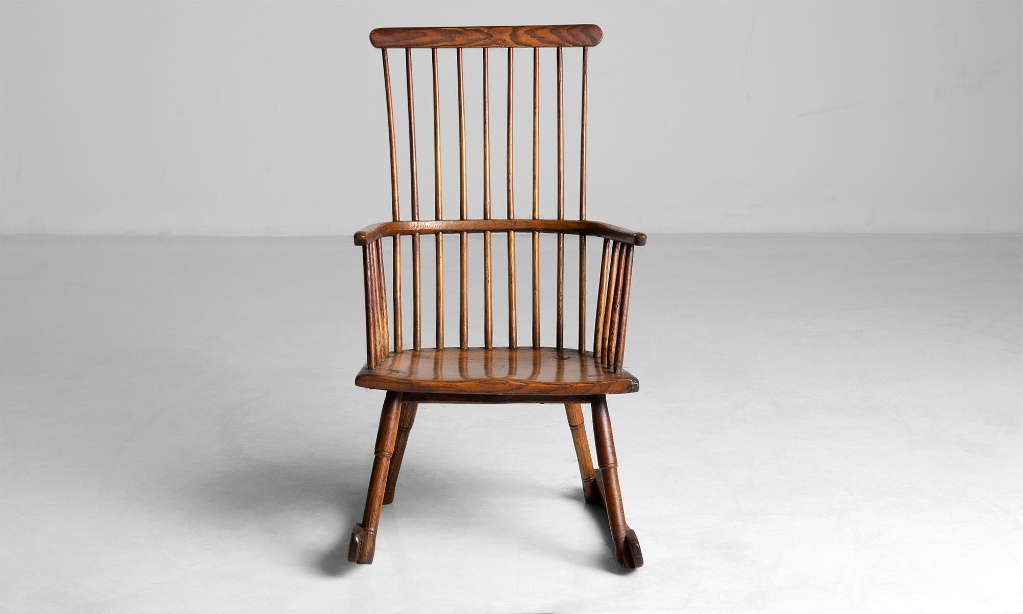 Wood Windsor Rocking Chair, England, circa 1900