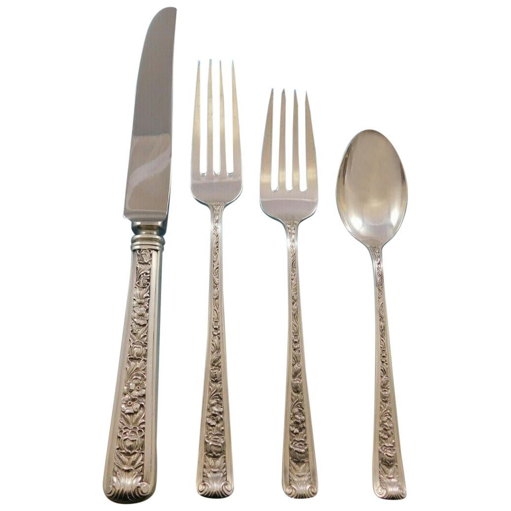Windsor Rose by Watson Sterling Silver Flatware for 8 Set Service 37 pieces For Sale