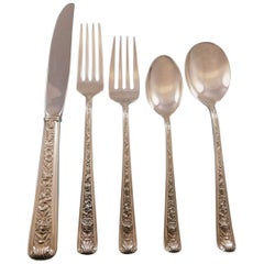 Windsor Rose by Watson Sterling Silver Flatware for Six Set Service 33 Pieces