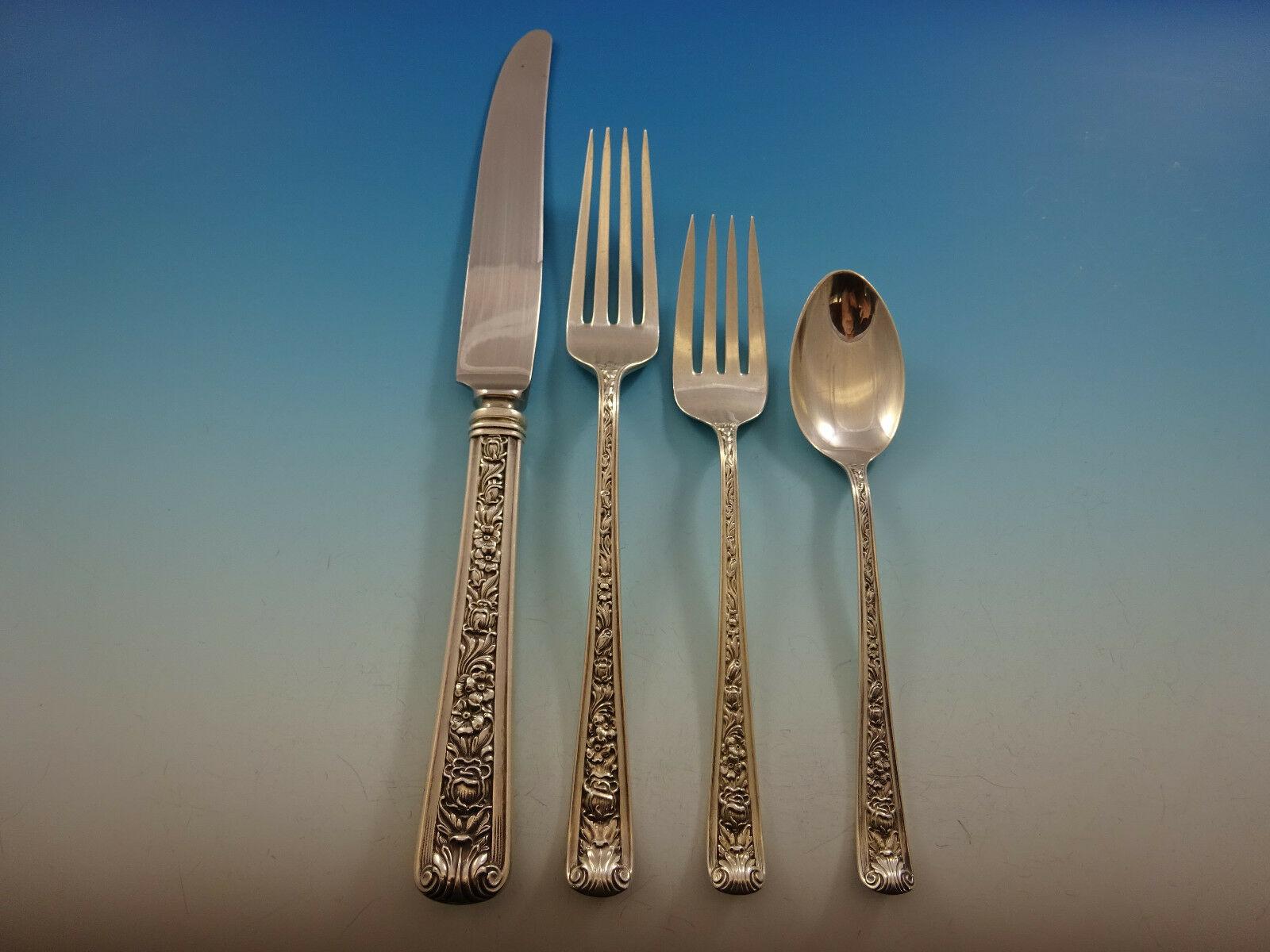 Superb dinner size Windsor rose by Watson sterling silver flatware set - 117 pieces. This set includes:

12 dinner size knives, 10