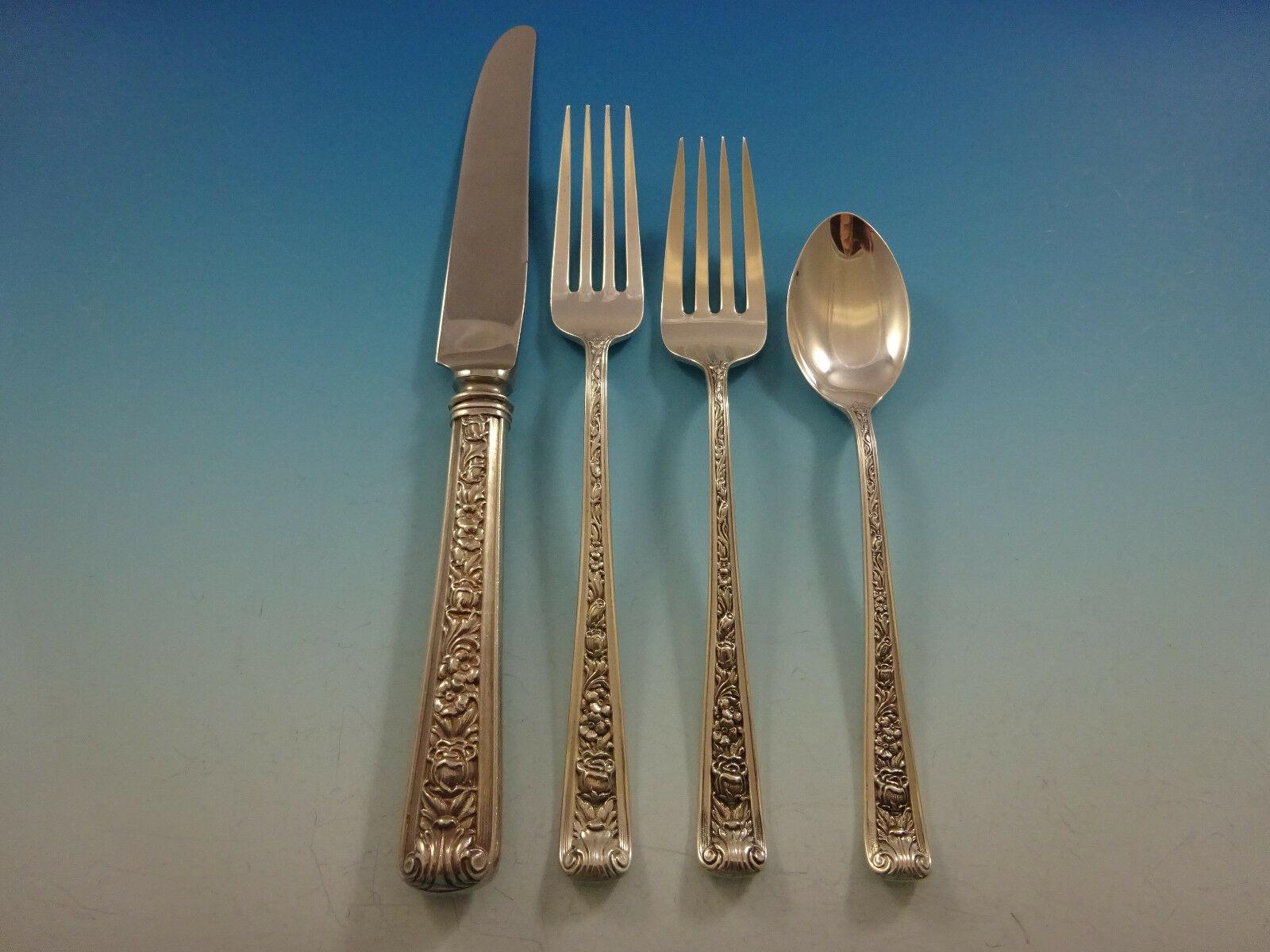 Ensemble de couverts en argent sterling Windsor Rose par Watson pour 12 personnes, 70 pièces Excellent état - En vente à Big Bend, WI