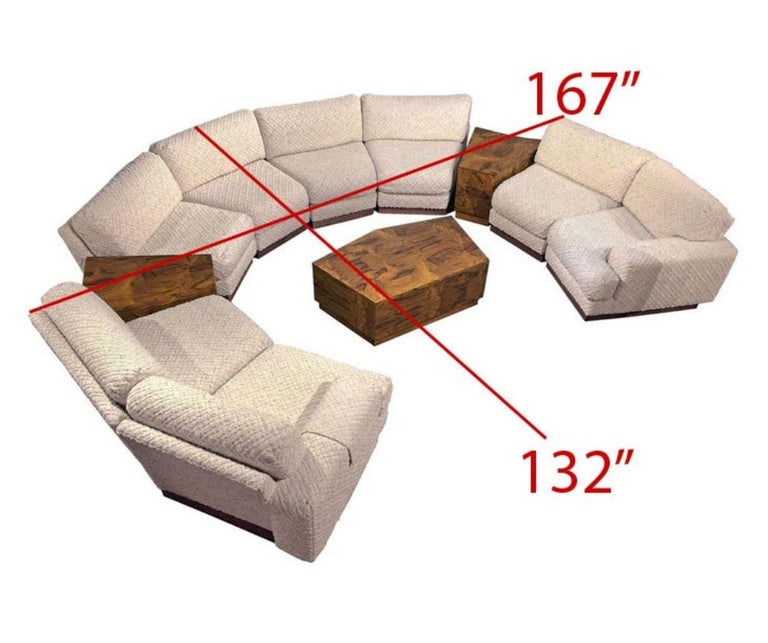 Windsor Sectional Sofa Couch and End Tables Set, Milo Baughman Style 11
