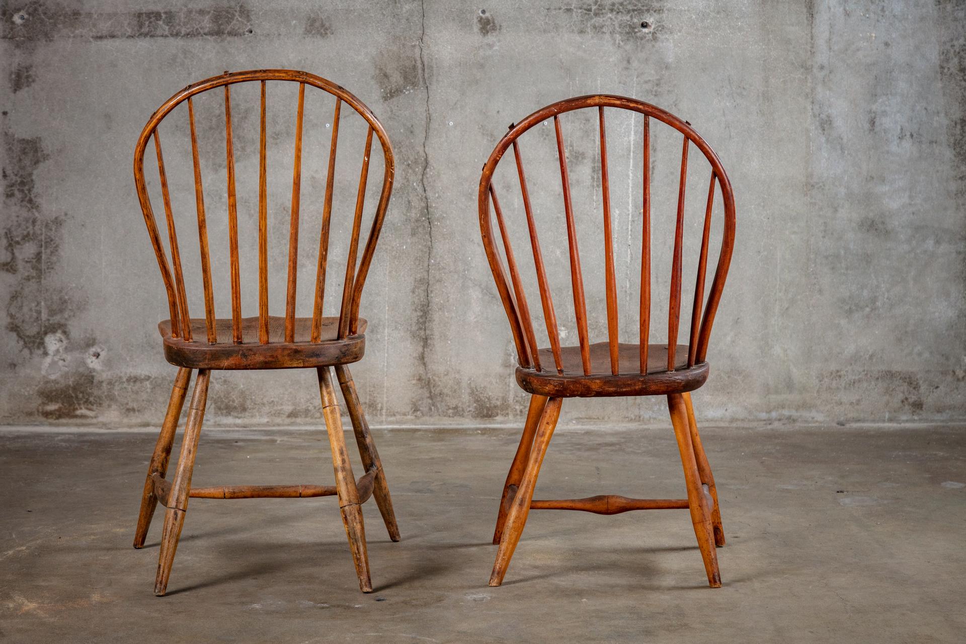 Windsor Spindleback Side Chairs In Distressed Condition For Sale In Los Angeles, CA
