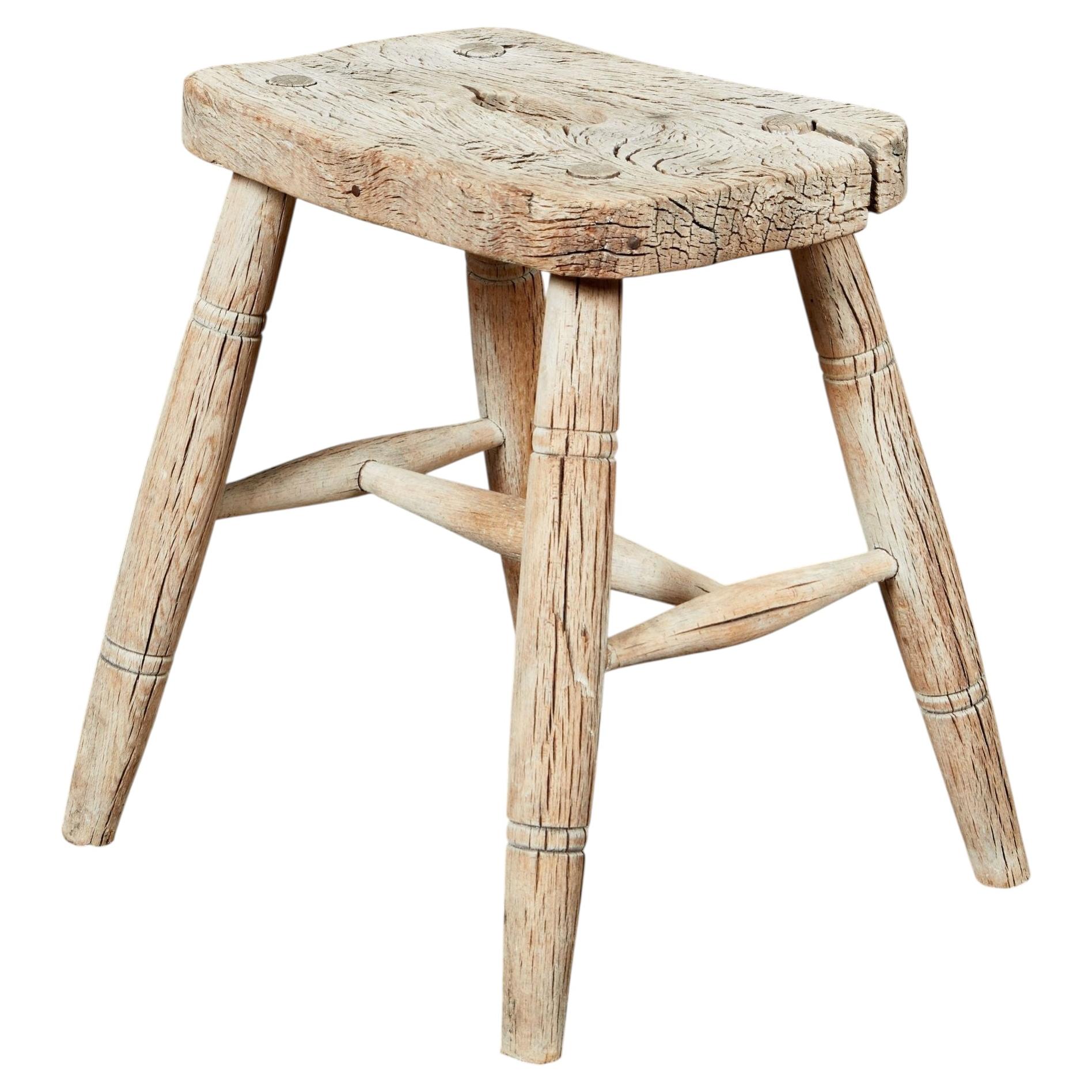 Windsor Stool with Weathered Surface For Sale
