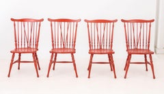 Windsor Style Rot lackierte Esszimmerstühle, 4
