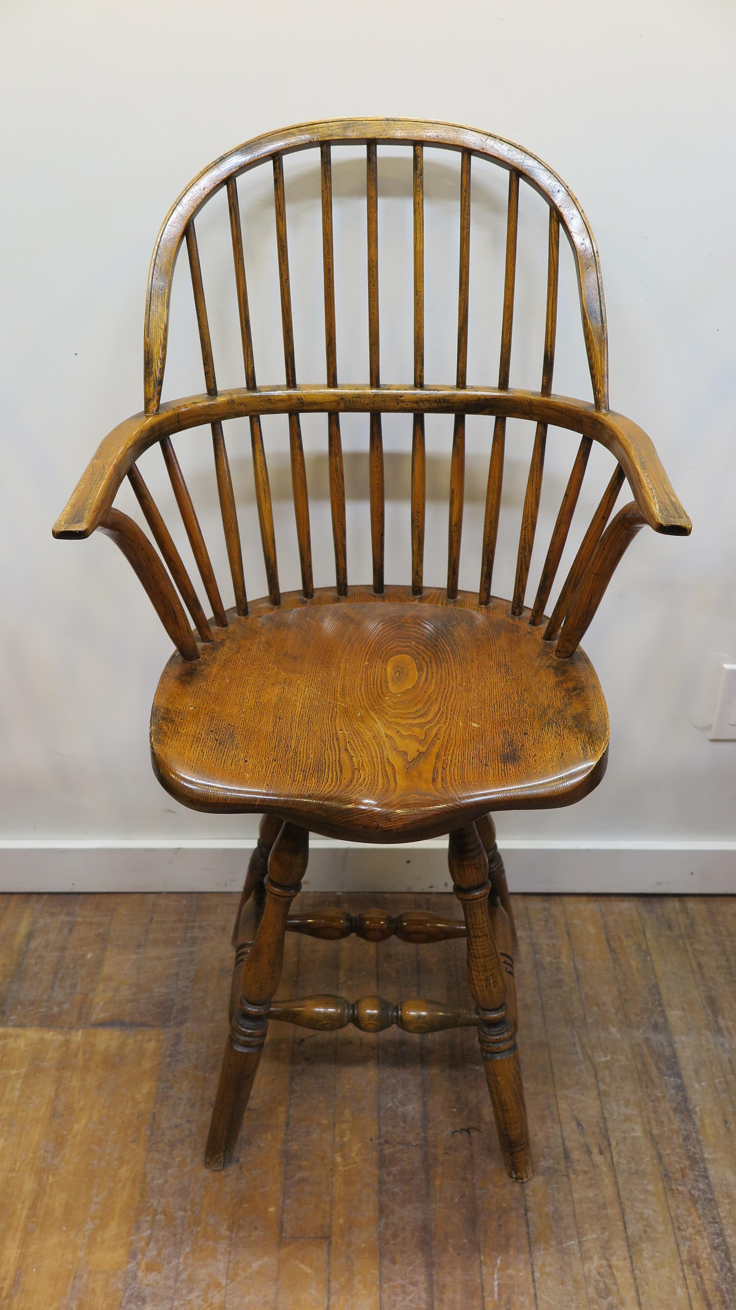 Late 20th Century Windsor Swivel Arm Stools Bar Counter