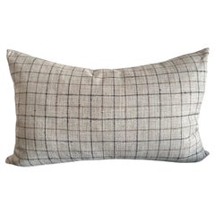 Coussin lombaire Windsor Windowpane en lin avec insert de plumes de duvet