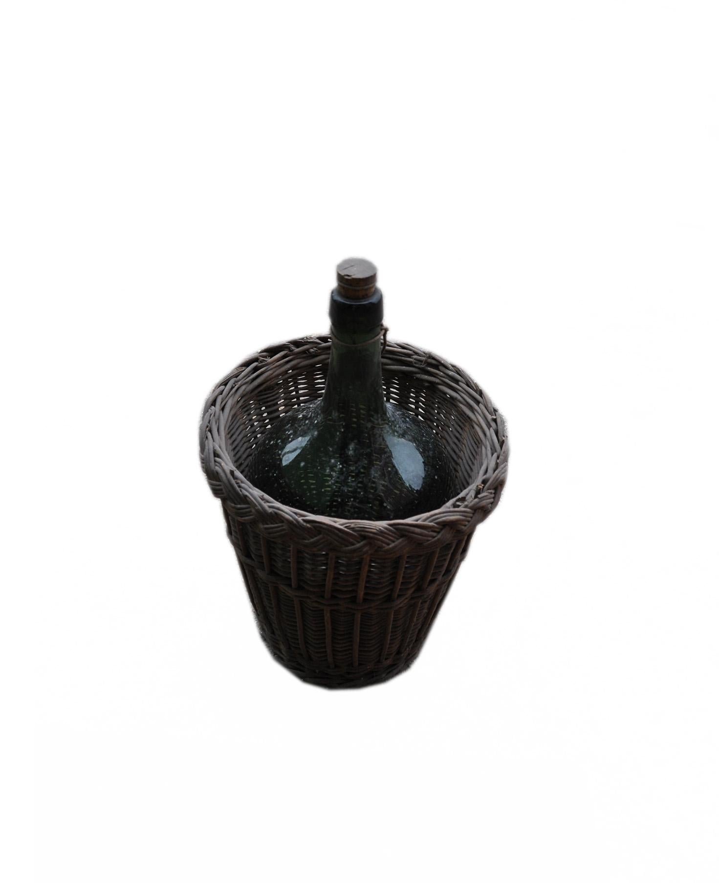 Wine Bottle and Basket, circa 1920 For Sale 1