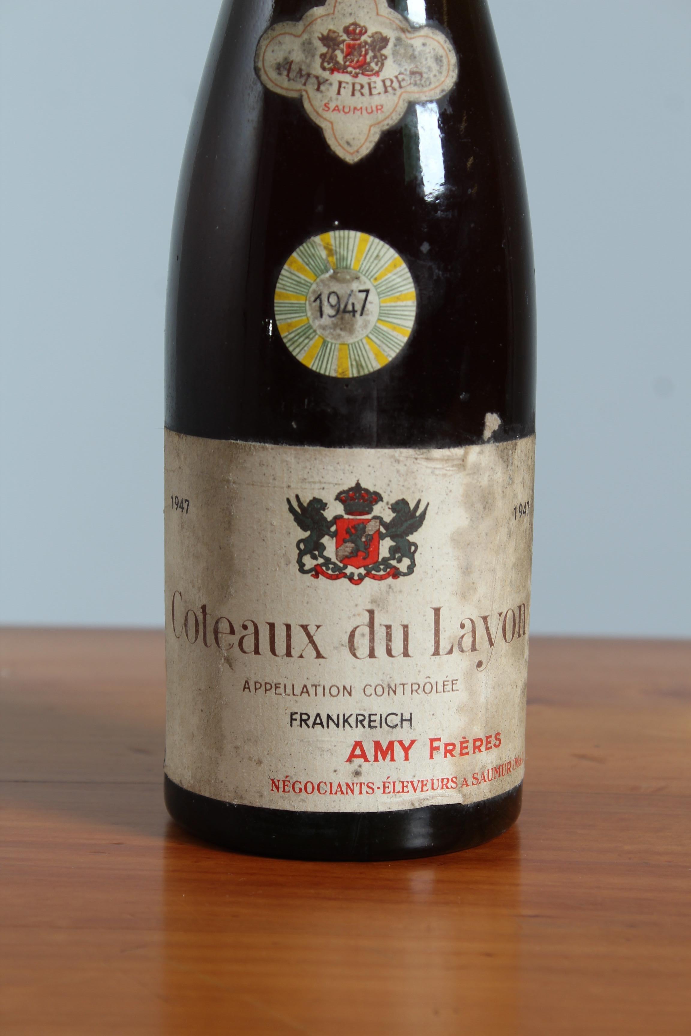 Wine Bottle, Coteaux Du Layon, 1947 For Sale 2