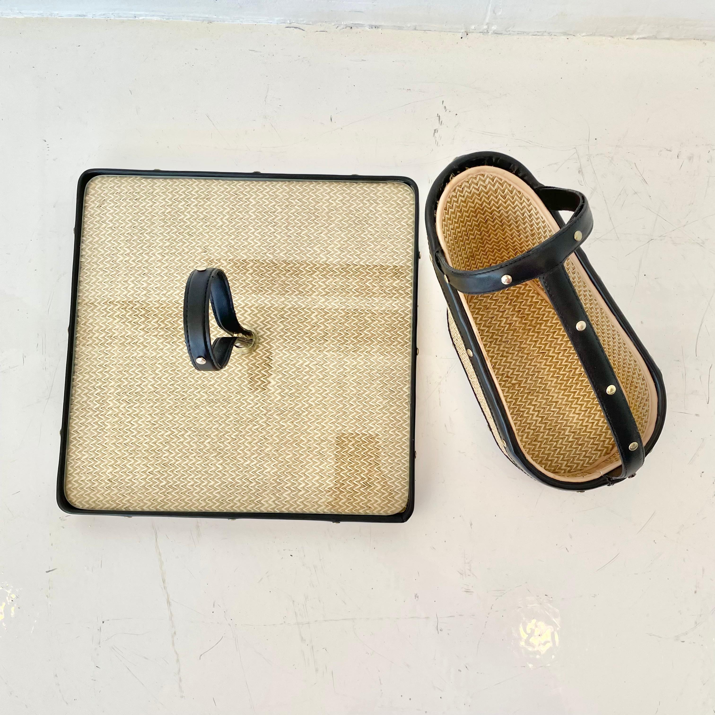 Jacques Adnet Style Wine Bottle Holder and Tray  For Sale 1