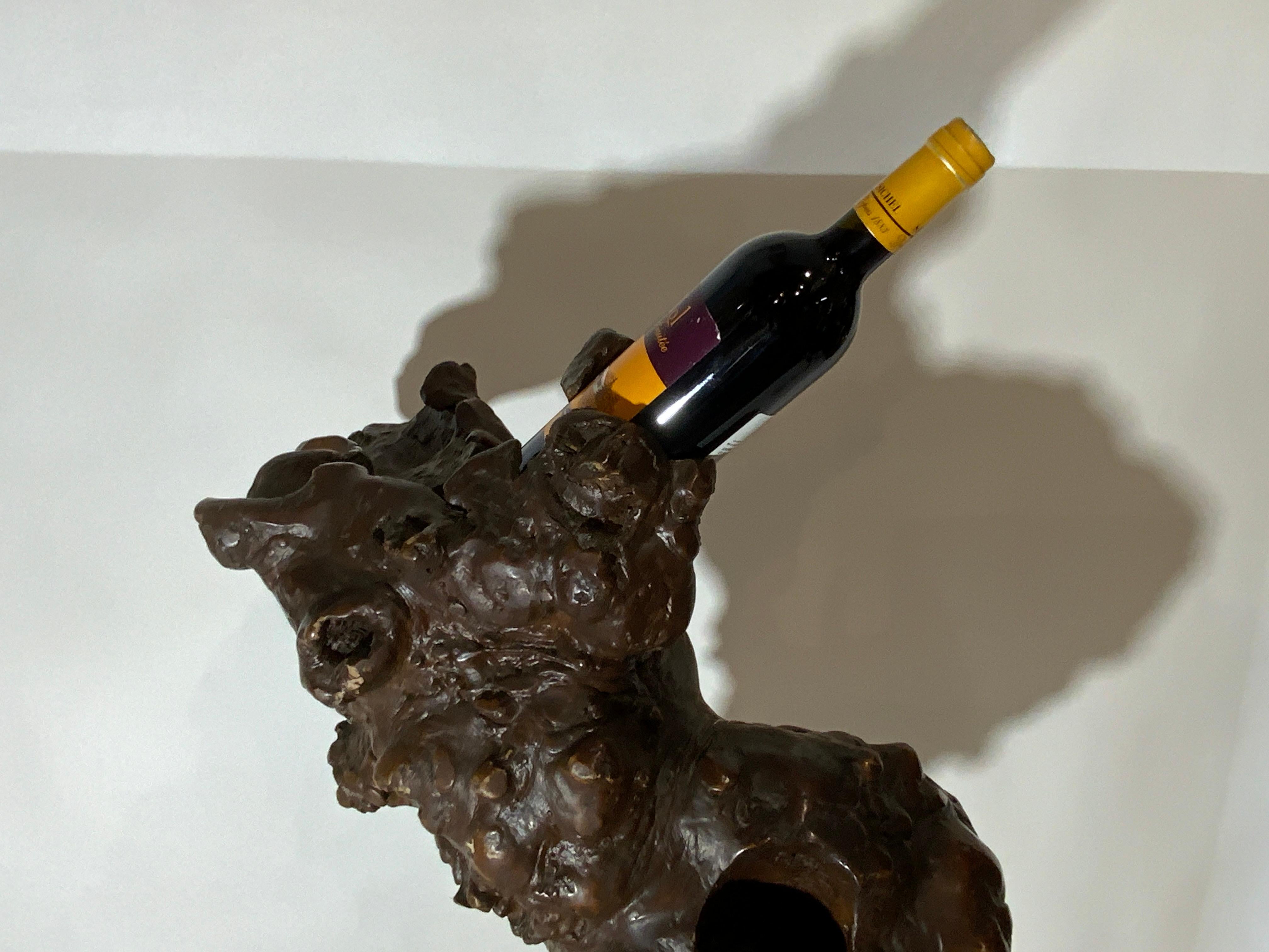 Wood Wine Bottle Holder made from Tree Root For Sale