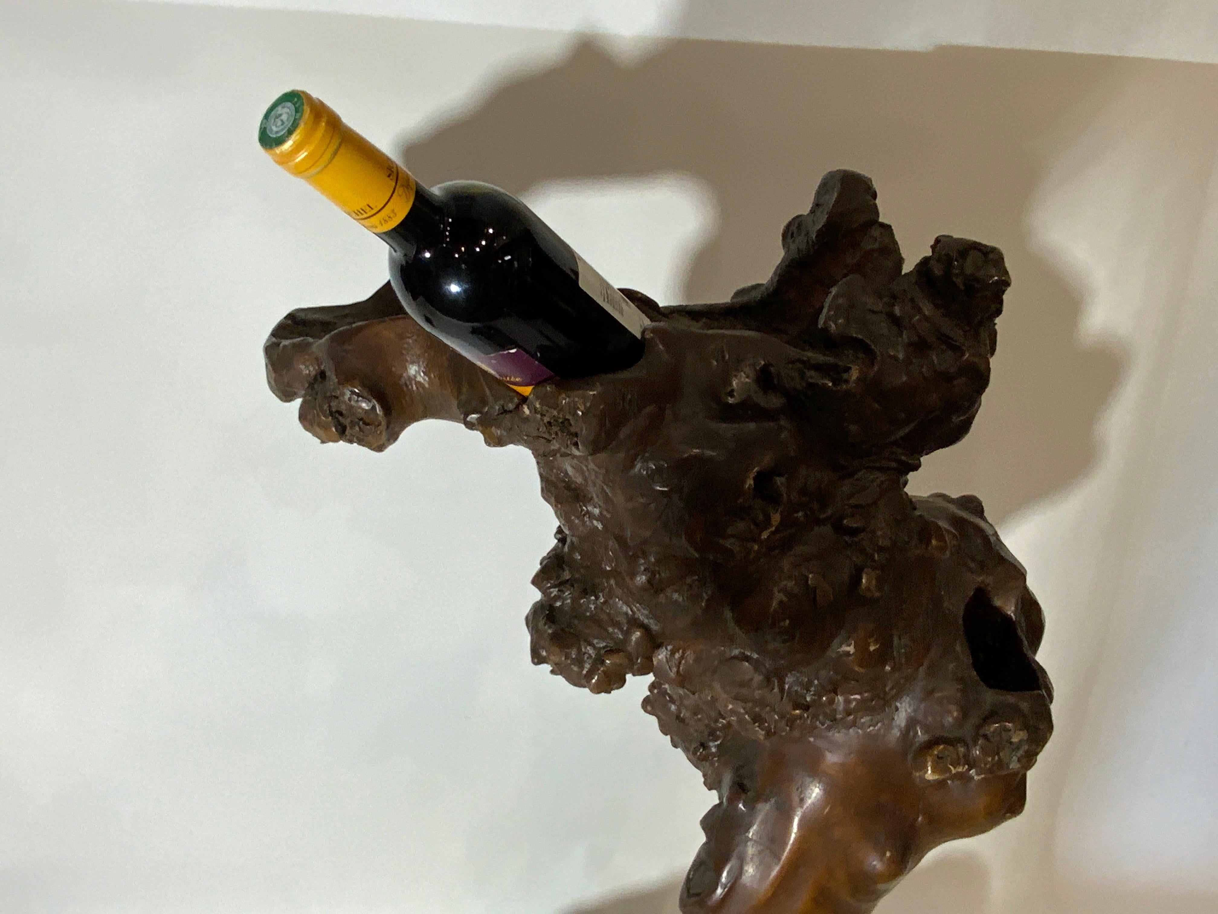 Wine Bottle Holder made from Tree Root For Sale 2