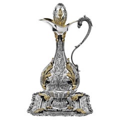 Wine Bottle Signature mit Tablett – Goldplattiertes Sterling Silber