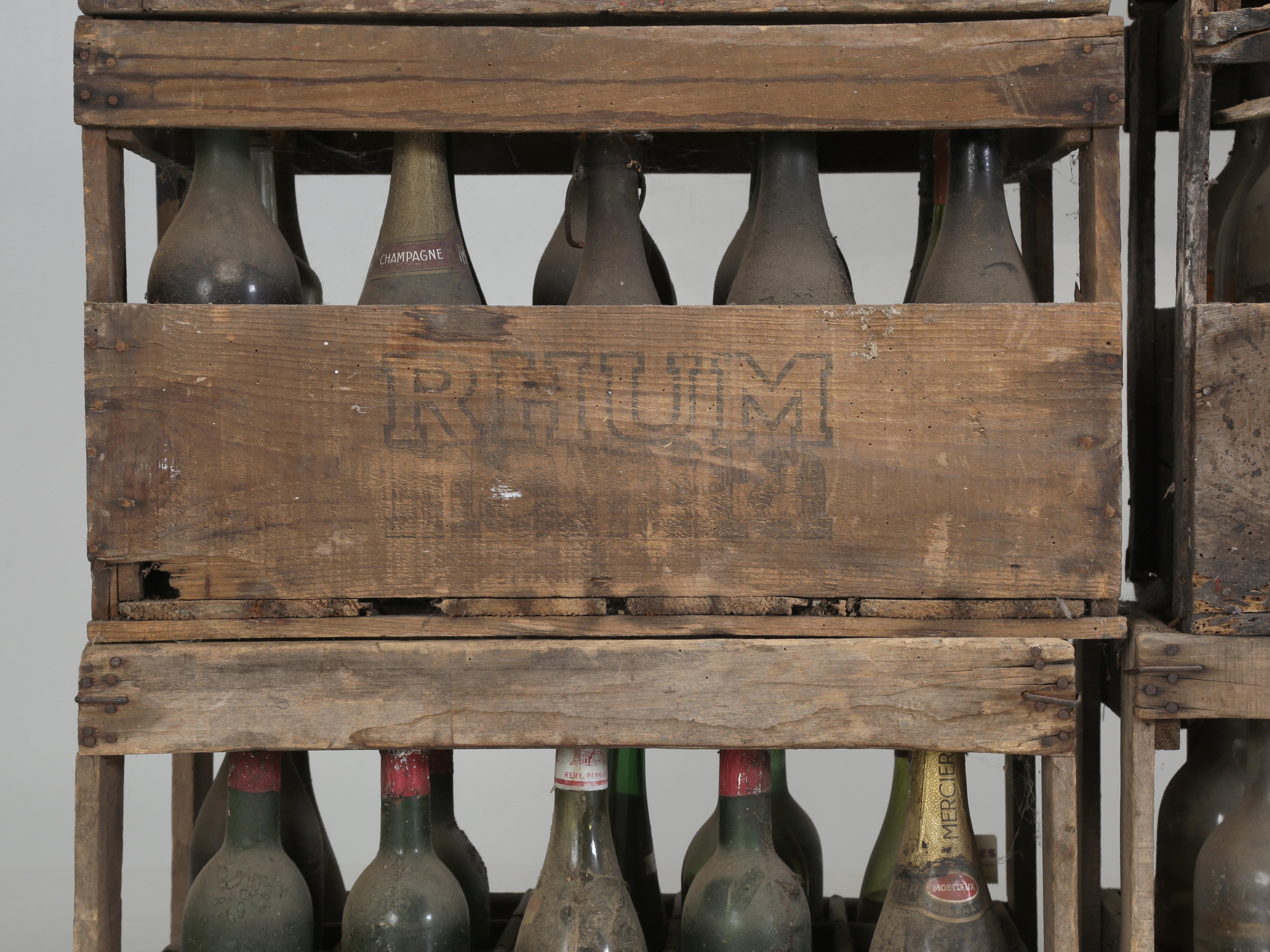 Country Wine Cellar Decoration with (19) Old French Wood Wine Crates Not Consumable  For Sale