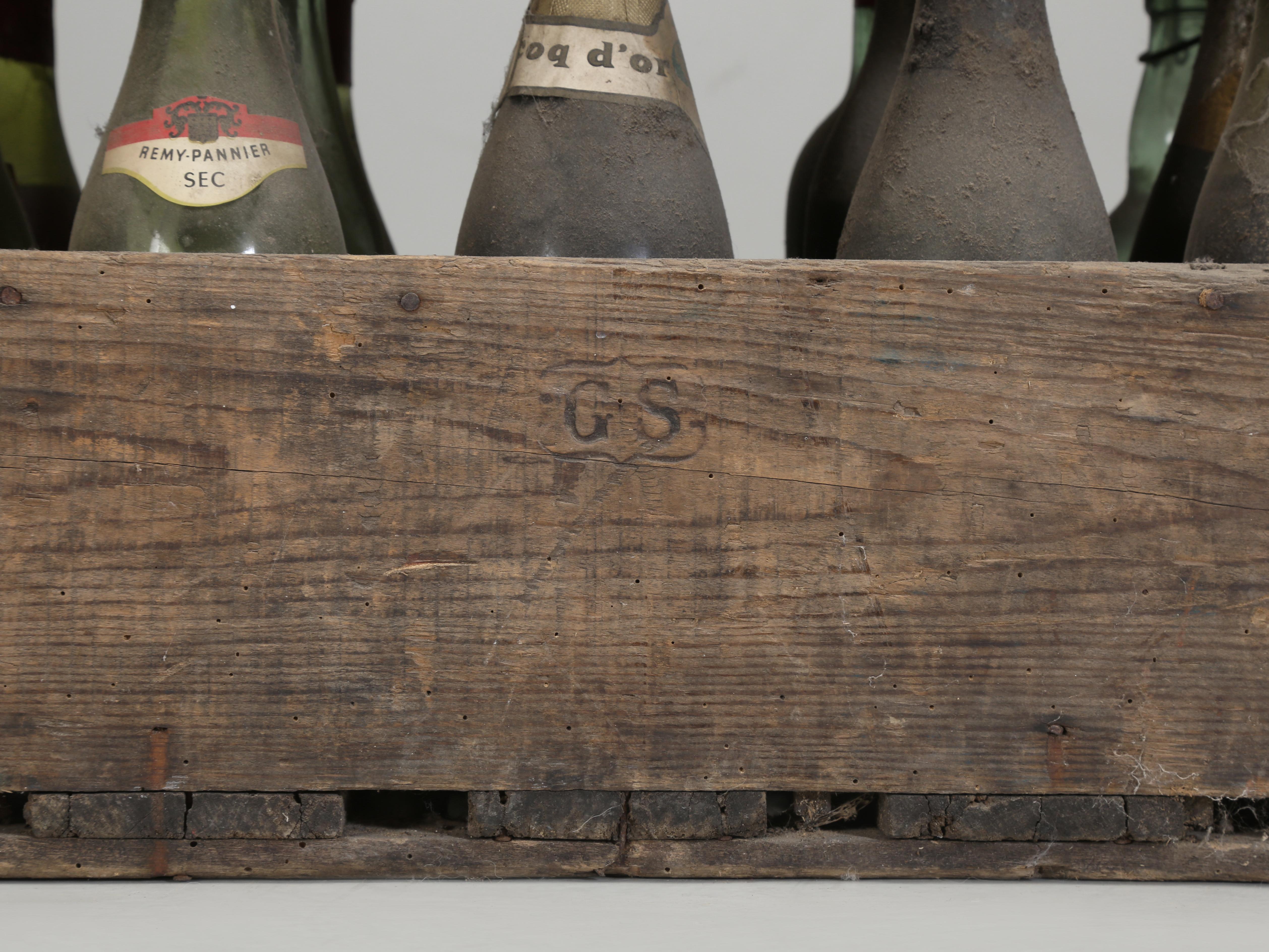 20th Century Wine Cellar Decoration with (19) Old French Wood Wine Crates Not Consumable  For Sale