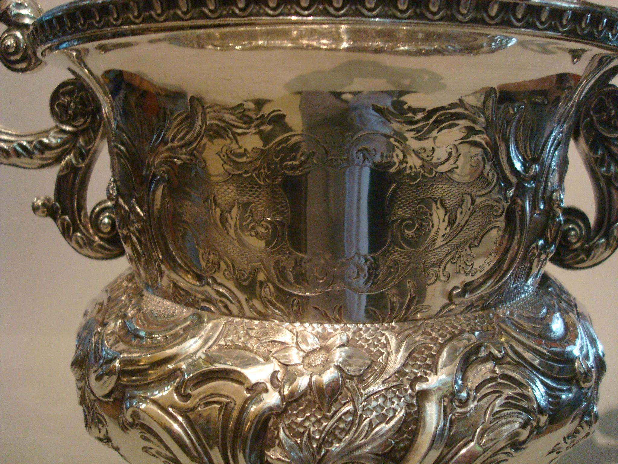 Wine, Champagne Cooler, Sterling Silver, 1812, George III, James Scott, Chinese For Sale 12
