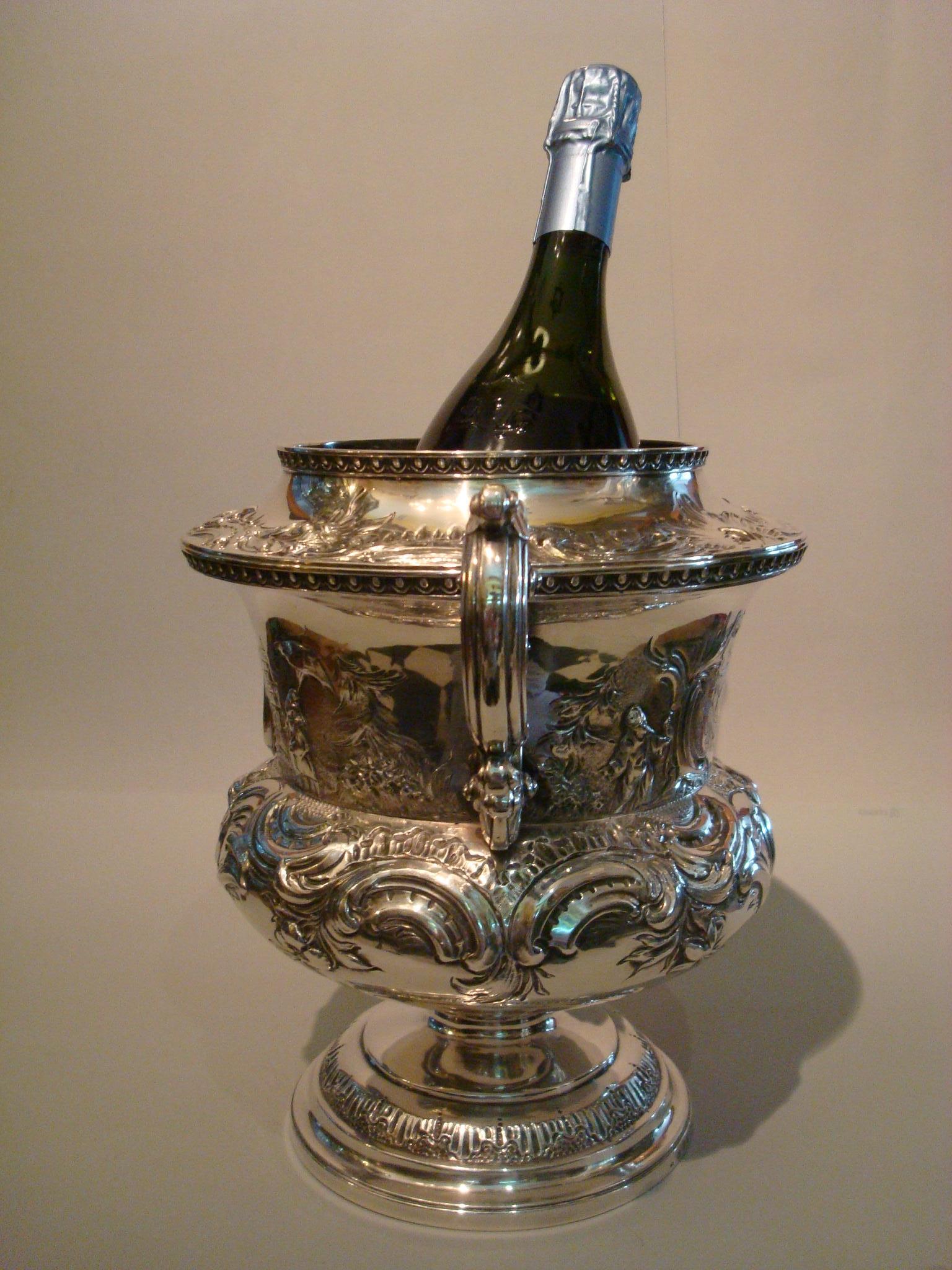 Wine, Champagne Cooler, Sterling Silver, 1812, George III, James Scott, Chinese For Sale 2