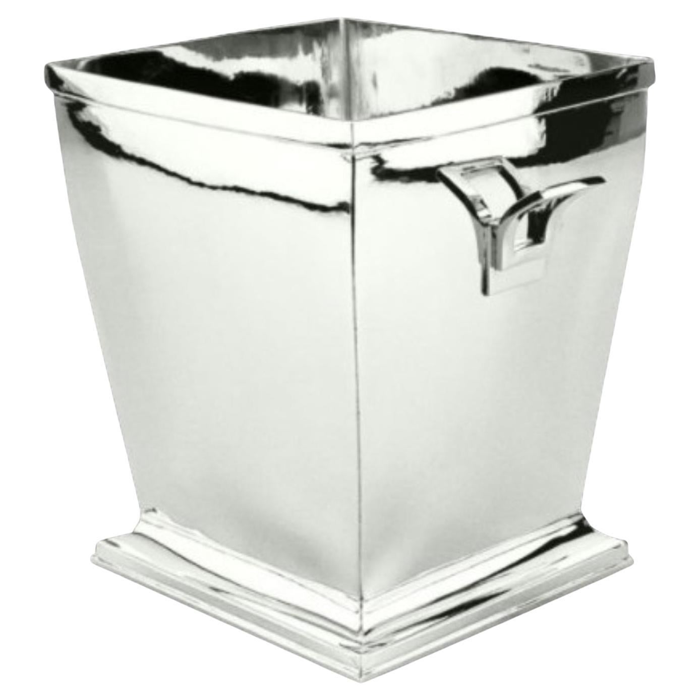 Art Deco Style Square Wine Cooler Solid Silver  For Sale