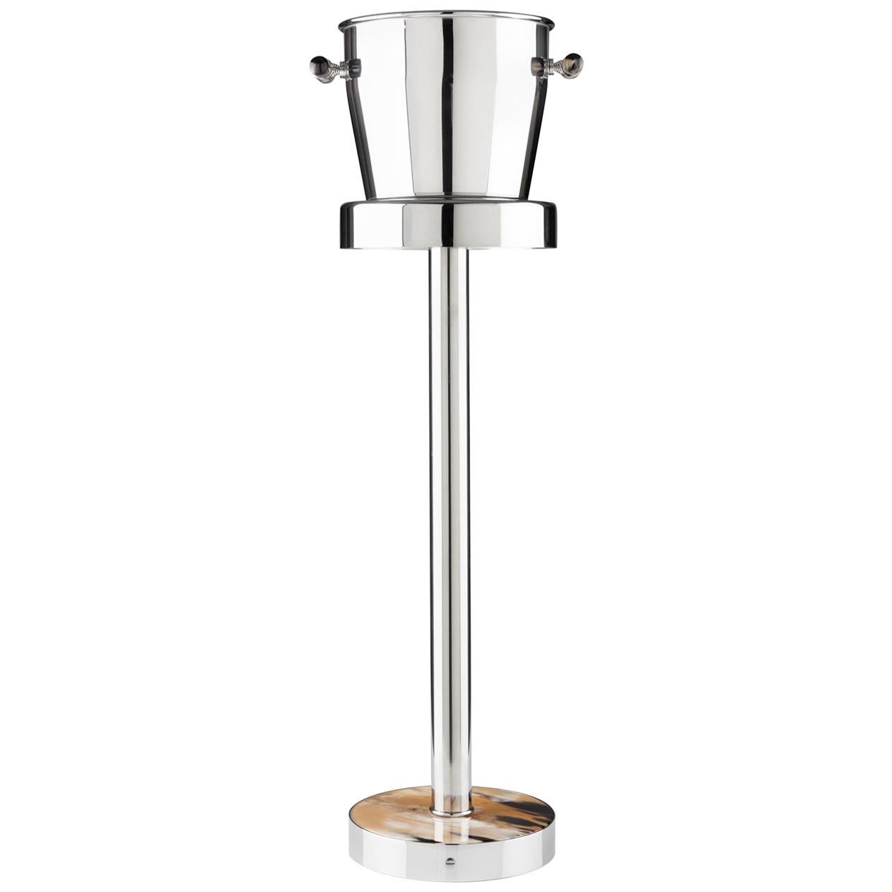 Wine Cooler with Stand in Stainless Steel and Corno Italiano, Mod. 530-531 For Sale