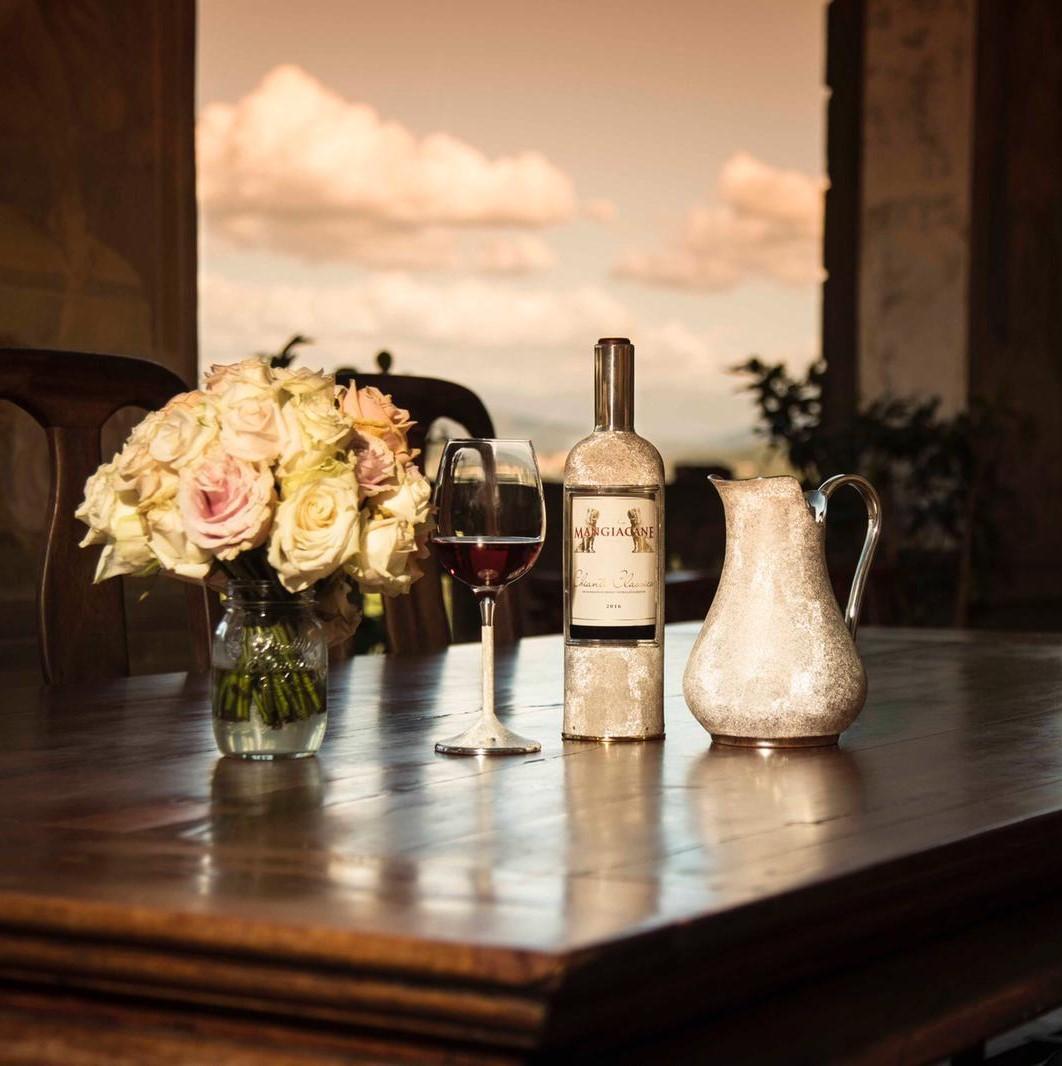 Copribottiglia per vino, finestra per vino, idea di lusso, argento puro, Hand Made Italy In condizioni ottime in vendita a Firenze, IT