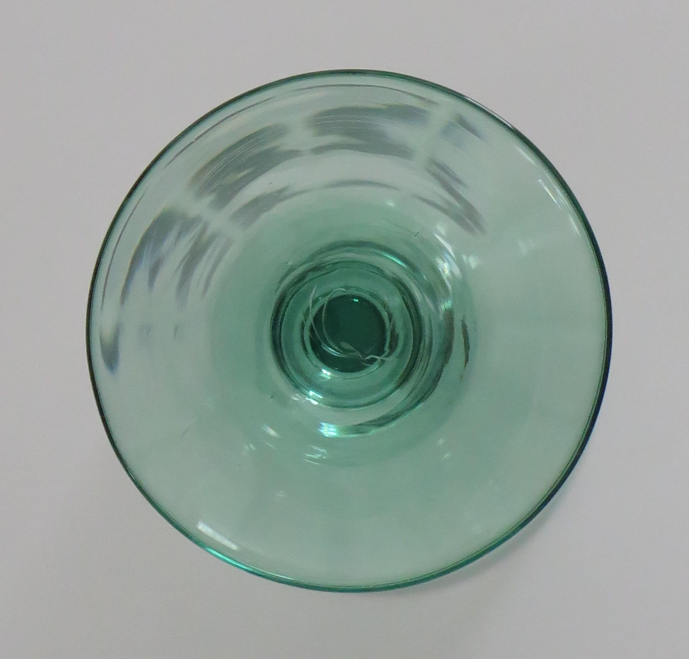 Wine Drinking Glass Light Green Panel Cut Bowl, English, circa 1840 For Sale 4