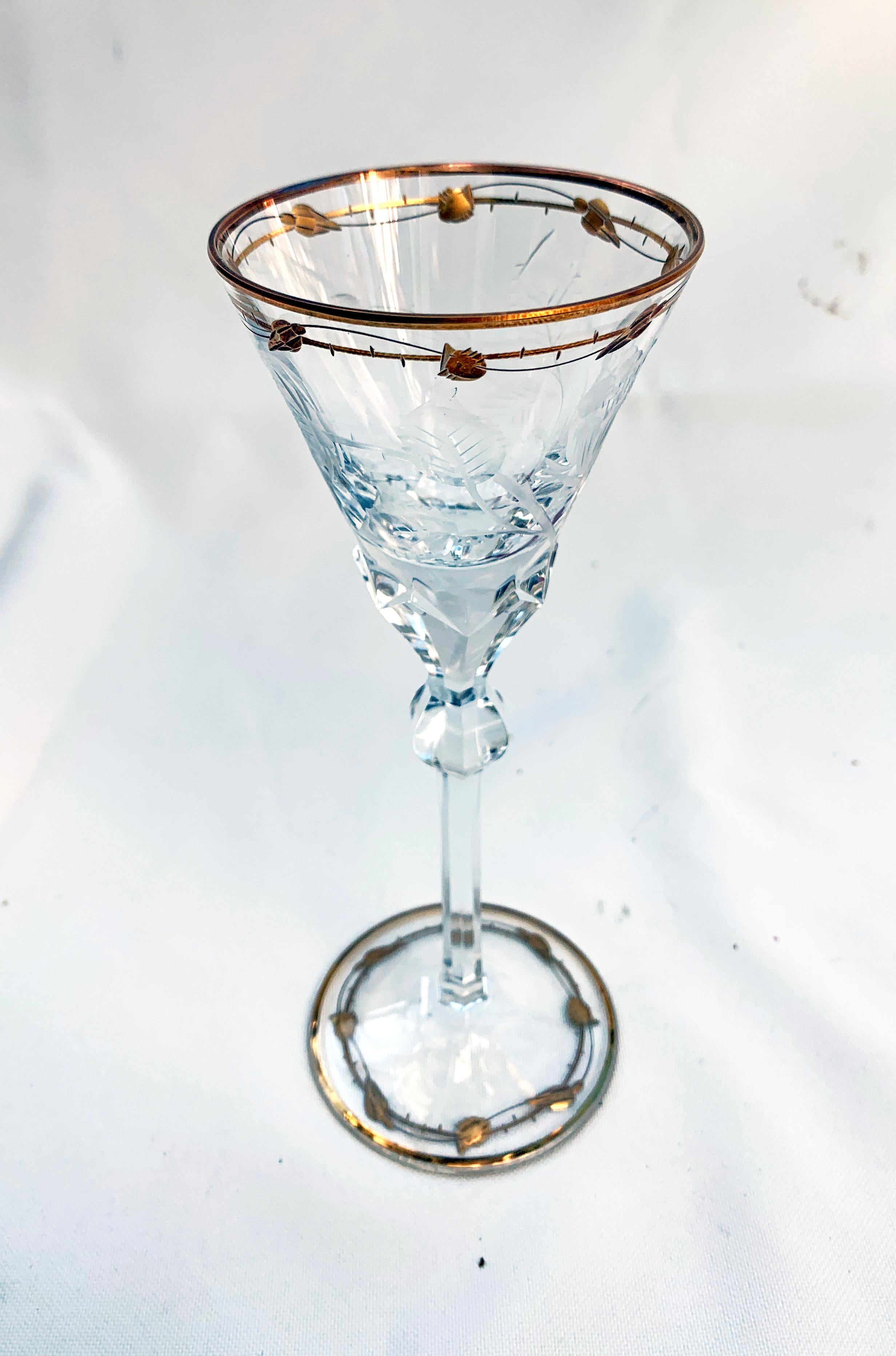 This is 1 wine glass made of hand blown crystal by Moser in the ever popular Art Nouveau 