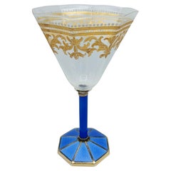 Verre à vin avec pied octogonal en argent sterling émaillé Salimbeni