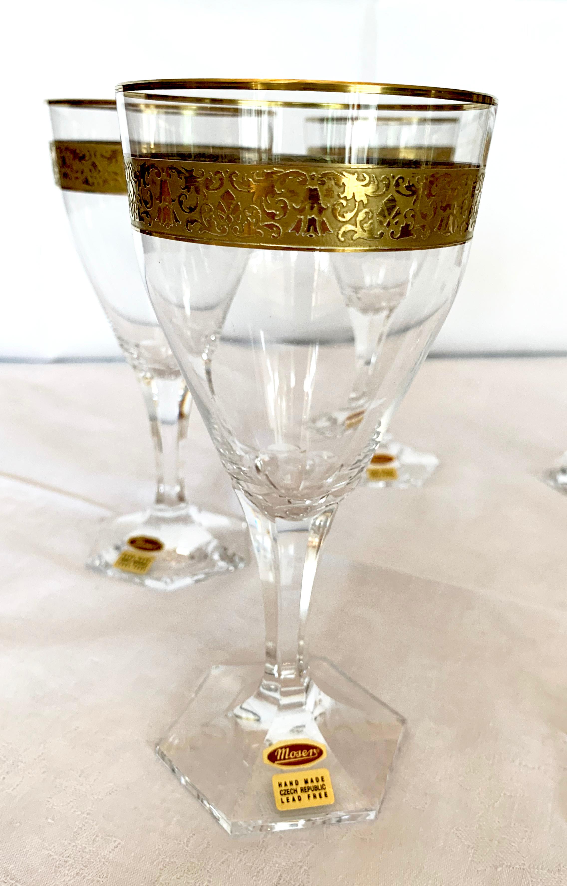 These 6 wine goblets have a classical, elegant, harmonious shape. They are part of the Copenhagen drinking set that represents the Czech Republic during all the important meetings of the President of the Czech Republic and of the Czech Embassies