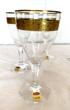 Wine Glasses/Goblet Art Nouveau Hand Blown, Gilded Copenhagen, Moser, circa 1909