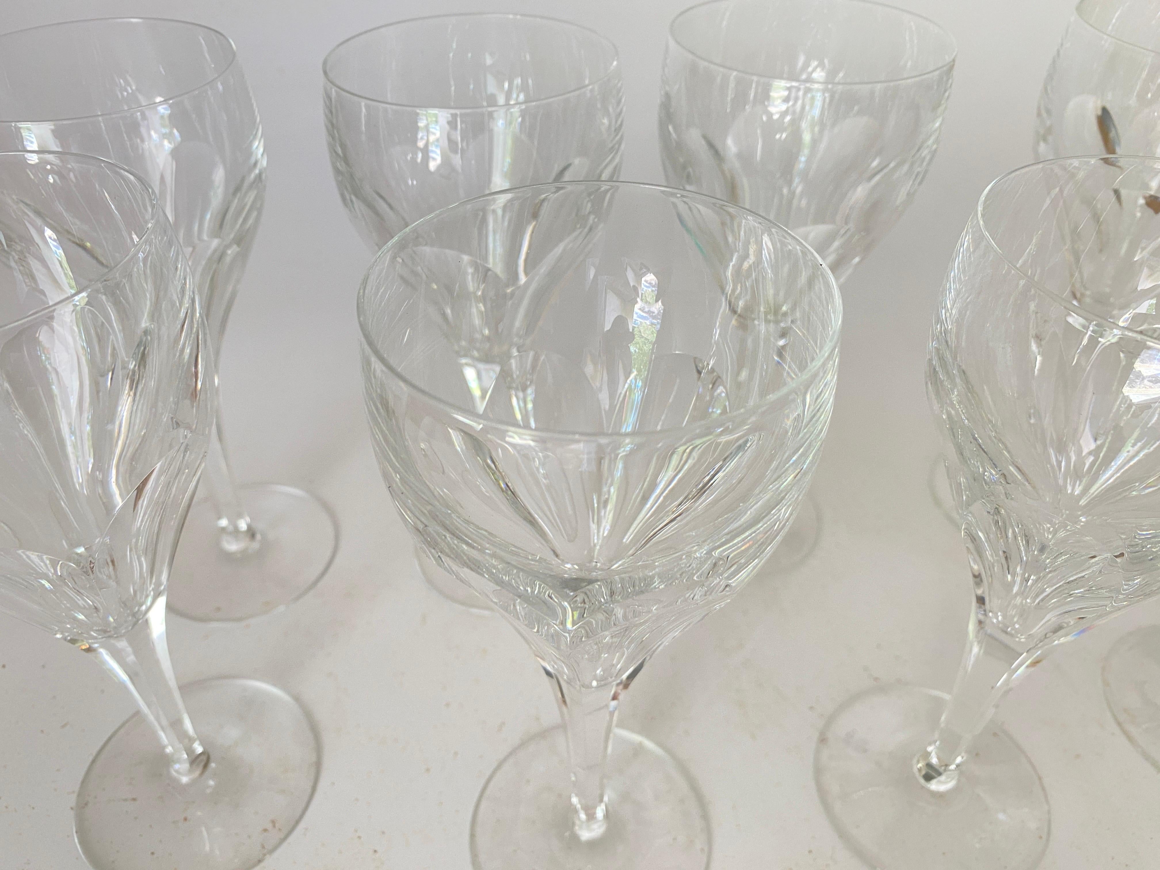 Wine Glasses in Crystal in transparent Color France circa 1940 Set of 8 In Good Condition For Sale In Auribeau sur Siagne, FR