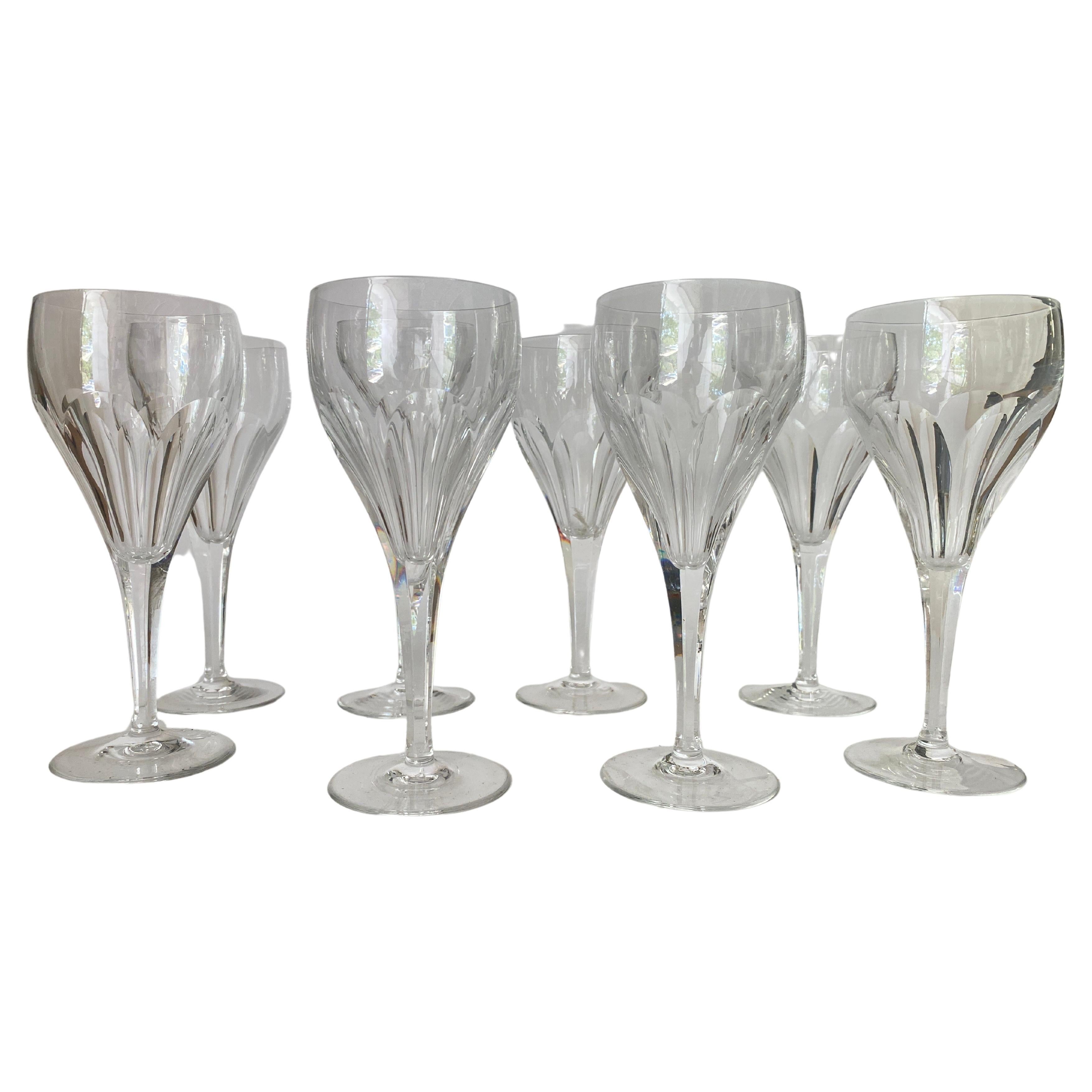 Wine Glasses in Crystal in transparent Color France circa 1940 Set of 8 For Sale